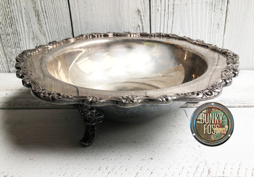 Antique International Silverplate Floral Scalloped Edge Footed - Etsy