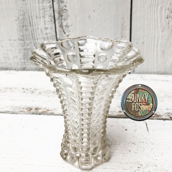 Vintage Dot and Bar Patterned Glass Vase, Anchor Hocking Vase, Glass Vase, Dot and Bar Vase, Vintage Vase, Pretty Vase, Vase, 1950's