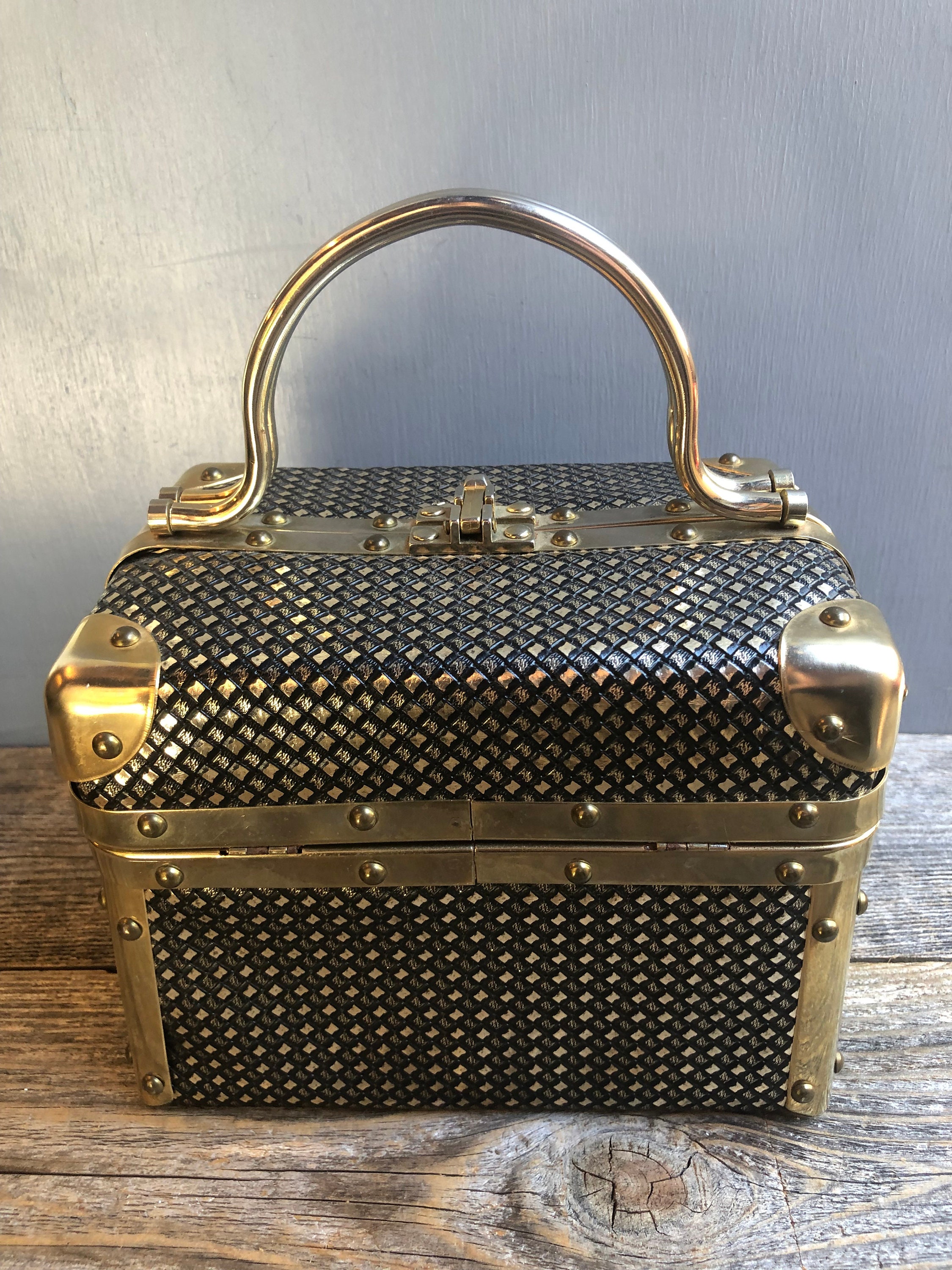 RARE Vintage Borsa Bella Italy Trunk Purse makeup Case borsa Bella Made in Italy Vintage Borsa Bella Trunk Purse makeup Case metallics Etsy