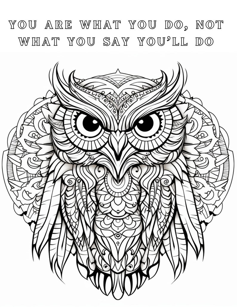 Majestic Wise Owl Coloring Book Pages for Adult Kids, Crayons Colorful
