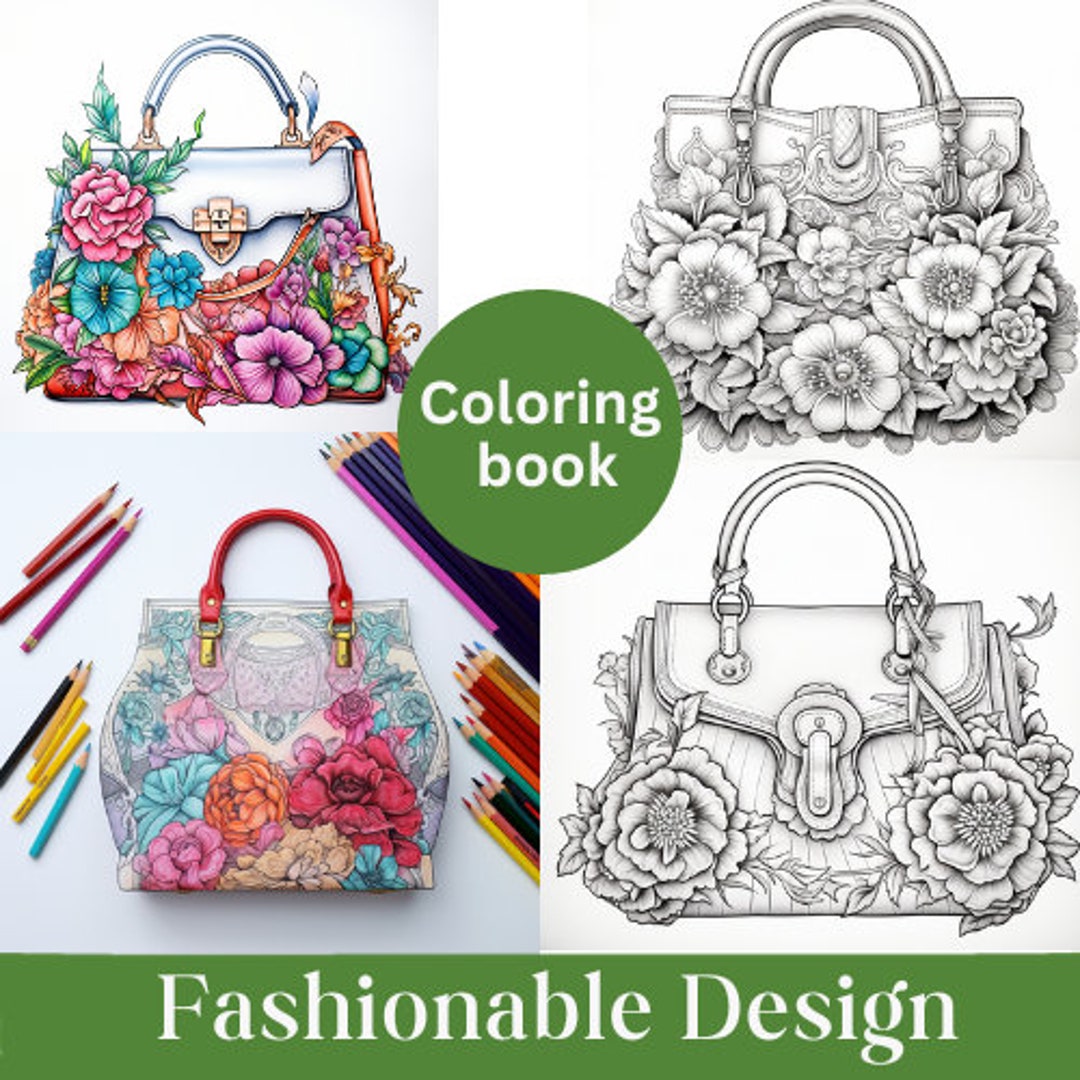 24 Fashionable Purses and Bags for Women Coloring Pages, Purse With ...