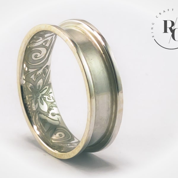 925 Sterling Silver 6mm Ring core with Floral Pattern