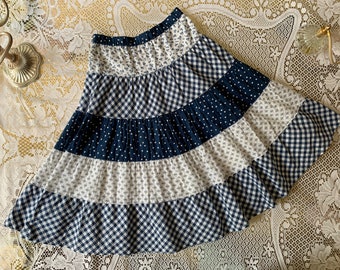 Girls’ Blue Patchwork Prairie Skirt (EU 128)