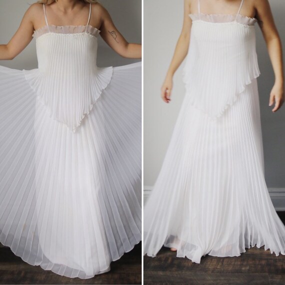 Art Deco Art Nouveau Inspired Pleated Flowy Wedding Dress Etsy