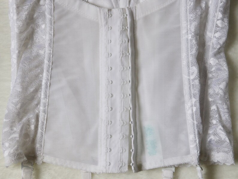 80\u2019s White Lacy Bustier Corset Top with Garter Straps
