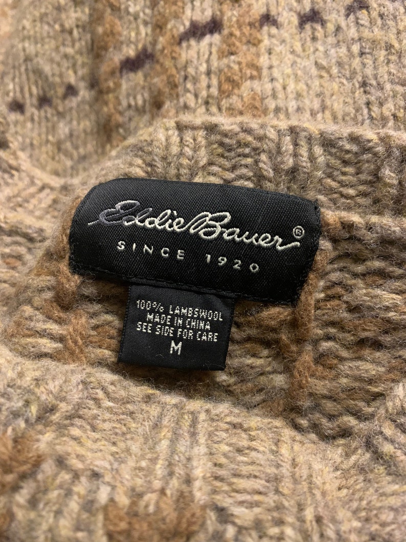 90s Eddie Bauer Beige & Brown Pullover Sweater M - Etsy