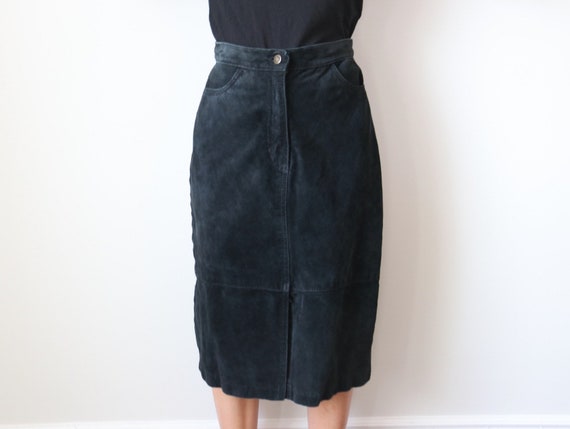 Genuine Suede Vintage Midi Skirt (26”- 27” Waist)