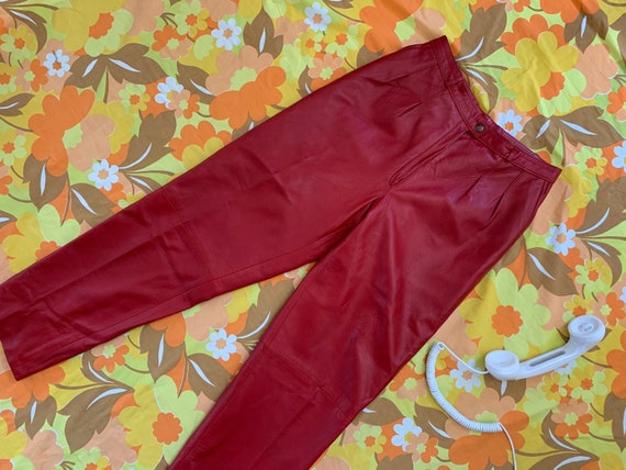 Vintage 80’s Red Leather High Waisted Pants