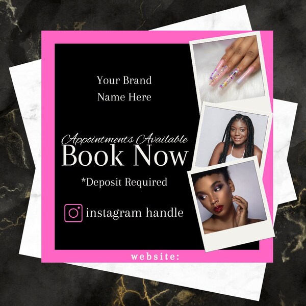 Hair Appointment Flyer, Nail Appointment Flyer, May bookings available flyer, Lashes appointment flyer. Spring booking flyer, spring booking