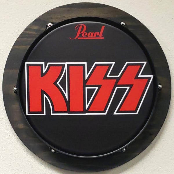 KISS Wall Mounted Black Bass Drum Display, 14" Drum