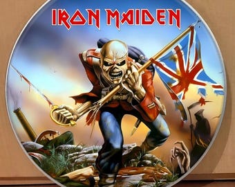 Iron Maiden, THE TROOPER, 22" Reso Bass Drumhead, POWERSLAVE, Wall Art