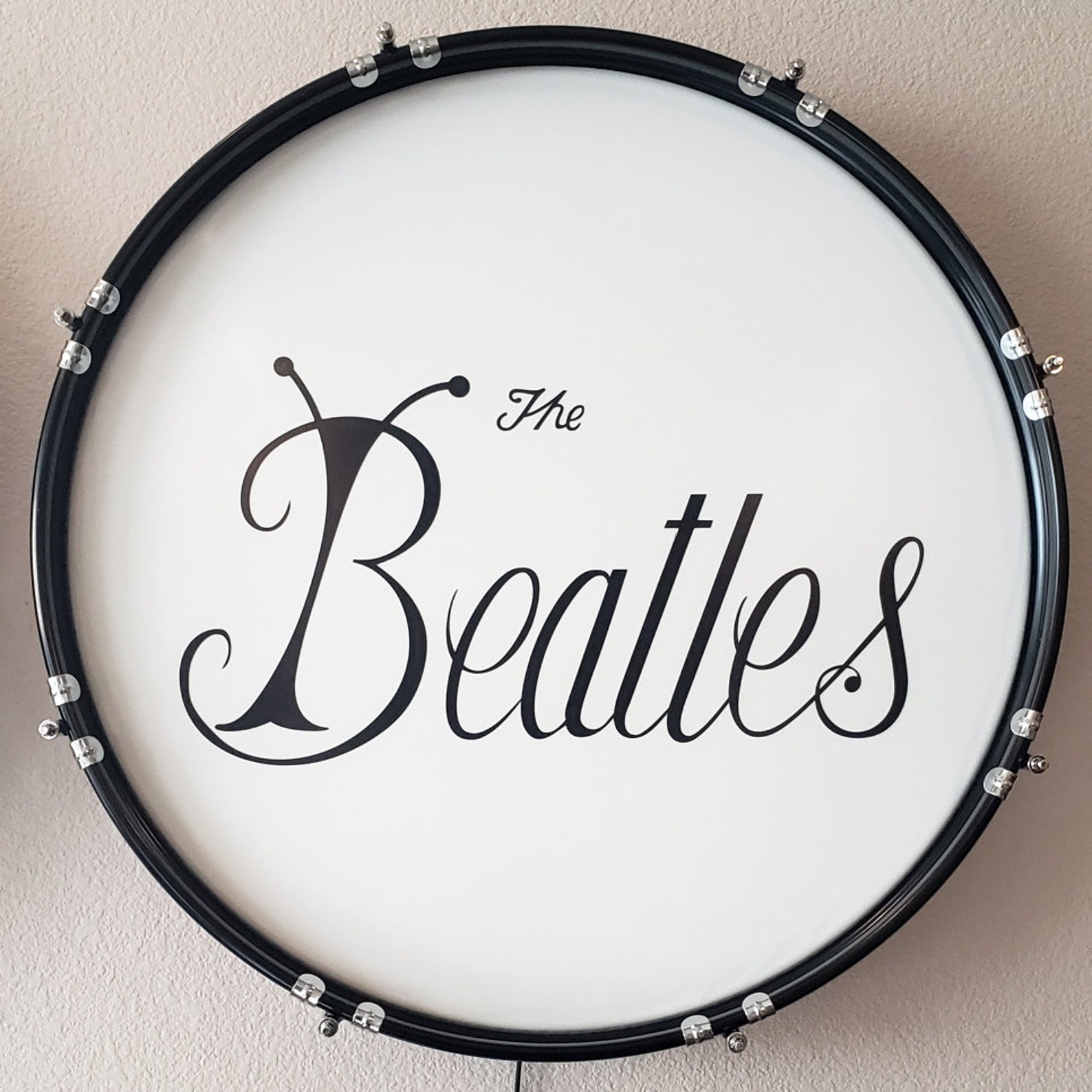 Beatles Script Wall Mounted Bass Drum with LED Lighting Etsy
