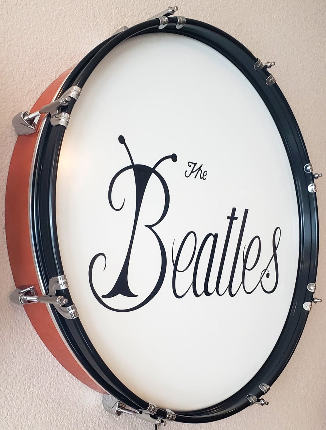 Beatles Script Wall Mounted Bass Drum with LED Lighting Etsy