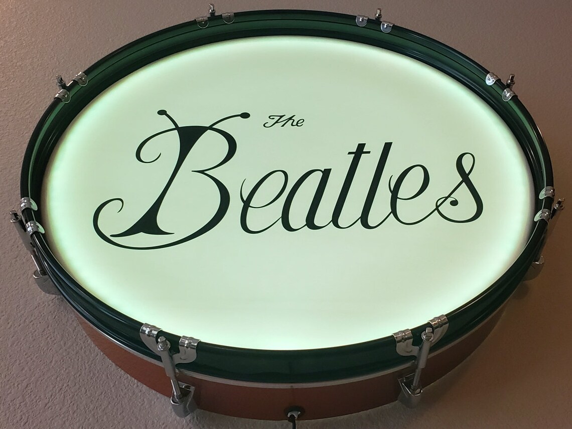 Beatles Script Wall Mounted Bass Drum with LED Lighting Etsy