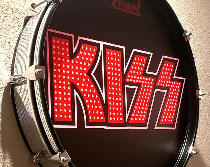 KISS Mirror Ball Wall Mounted Bass Drum With LED Lighting Remote Control Etsy