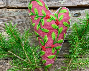 Embroidery Kit Christmas, Christmas Ornaments, DIY Christmas Craft, Embroidery Ornament, Christmas craft Kit,  Heart Kit, Christmas Heart