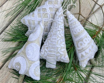 Set of 2 Tree Ornaments, Trendy Holiday Embroidery Kit, Embroidery Kit beginner, Scandinavian style Christmas, Craft Kit, Christmas Tree