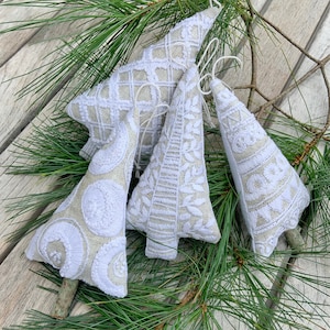 Set of 2 Tree Ornaments, Trendy Holiday Embroidery Kit, Embroidery Kit beginner, Scandinavian style Christmas, Craft Kit, Christmas Tree