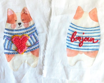 Kit de bordado para principiantes, kit francés, kit de bordado francés, kit de bordado, kit de bordado de bolsitas DIY, kit de bordado de monogramas para principiantes