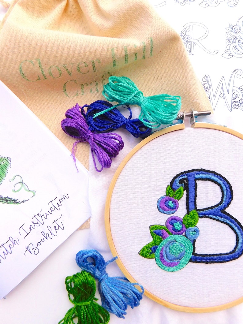 Embroidery Kit, Monogram Embroidery, Beginner DIY Etsy