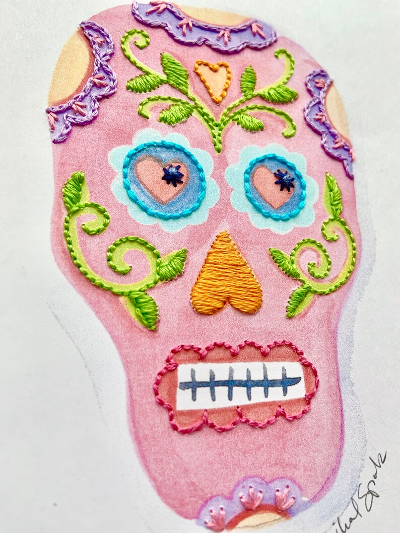 Sugar Skull Wall Art Embroidery DIY Art Kit, Sugar Skull Embroidery