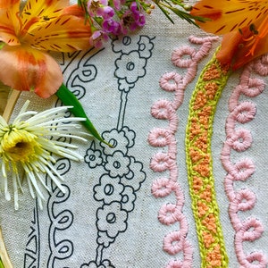 Fabric and Floss, Embroidery Design, DIY Embroidery, Modern Embroidery, Modern Floral, Hand embroidery, Embroidery design, Embroidery, Art