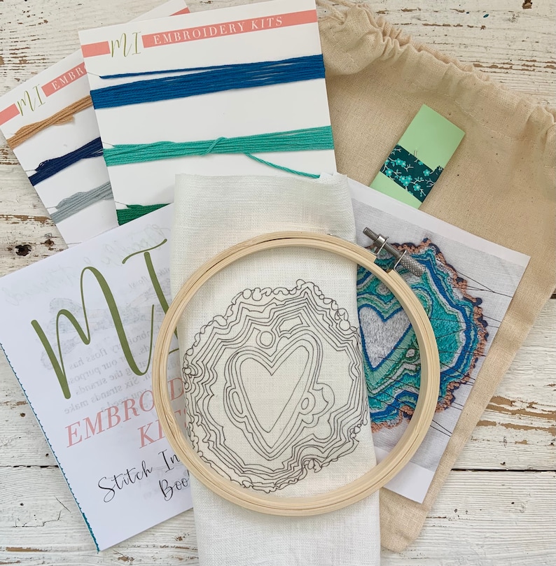 Emerald DIY Embroidery Kit Geode Sewing Kit Trendy Embroidery Kit Art Kit Geode Hand Embroidery Kit Embroidery Kit Embroidery design