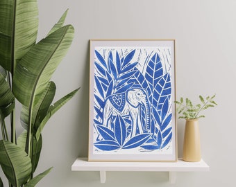 Elephant Lino Print