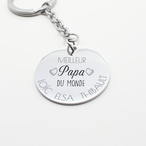 Porte-clés personnalisé papa, cadeau fête des pères, cadeau papa personnalisable, cadeau papa avec prénoms enfants, porte clés meilleur papa