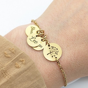 Bracelet personnalisé avec Arbre de vie et gravure, Bijou Maman, Mamie, Cadeau fête des mères, Cadeau Marraine, Nounou, Cadeau naissance