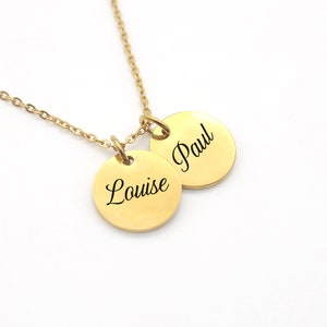 Necklace with personalized medal, Customizable necklace, Mom gift, Godmother, Sister, Birth gift, Bridesmaid jewelry Gold