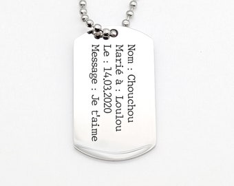 Collier Personnalisé Homme - Collier Dog Tag - Bijou Homme, Cadeau Fête des Pères, Cadeau Papa, Parrain, Témoin, Cadeau Saint Valentin homme