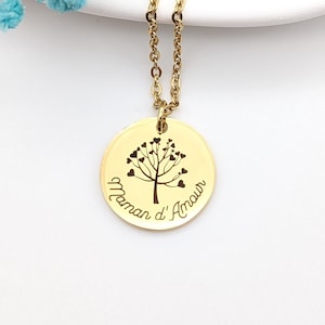 Collier personnalisé Arbre de vie, Collier gravure prénom, Collier pour Maman, Mamie, Bijou Maman, Cadeau naissance, Cadeau fête des mères image 3