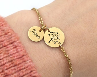 Family Tree of Life Bracelet, Children's Name Medals, Gift for Grandma or Mom, Personalized Engraved Jewelry, Stainless Steel