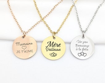 Collier Personnalisé en acier inoxydable avec gravure, Collier Maman, Marraine, Mamie, Nounou, Cadeau naissance, Cadeau Fête de mères