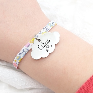 Bracciale per bambini con cordone Liberty personalizzato, regalo di battesimo, regalo di nascita, gioielli per bambina, gioielli per bambini personalizzati, gioielli con nome