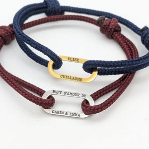 Personalized men's bracelet Cord and oval carabiner - Gift for Dad, Grandpa, Godfather, Birth gift, Mother's Day gift, Witness gift