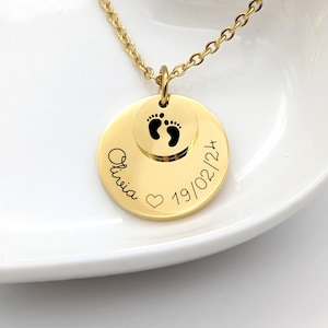 Personalized double medal women's necklace, Mom Gift, Grandma, Godmother, Birth Gift, Nanny Gift, Mother's Day Gift