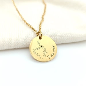 Personalized floral NEDA symbol necklace and engraving, Companion necklace, support for healing from eating disorders