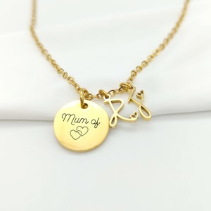 Collar personalizable con medalla para grabar y letra inicial, Regalo para Mamá, Madrina, Abuela, Regalo de Nacimiento, Regalo de Navidad para Mujer