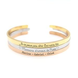 Bracelet jonc personnalisé, Jonc barre en acier inoxydable disponible en trois coloris et à graver du texte de votre choix.