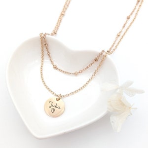 Engraved Double Row Necklace | Personalized Stainless Steel Jewelry | Christmas Nanny Gift | Christmas Mother's Day Gift Idea