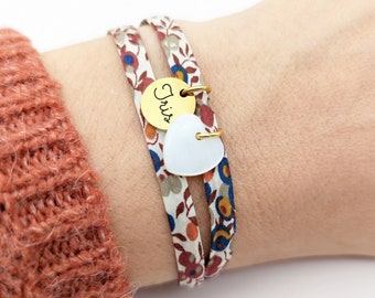 Bracelet Personnalisé Cordon Liberty, Cadeau fête grands mères, bijou Maman, Bijou personnalisé, Cadeau Maman, Cadeau naissance, Cadeau Noël