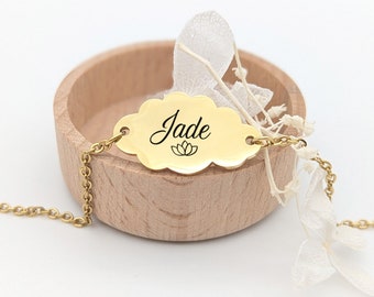 Pulsera de nube personalizada, Regalo de Navidad personalizado, Pulsera con grabado de nombre, Regalo de bautizo, Regalo de nacimiento, Joyas para el primer hijo
