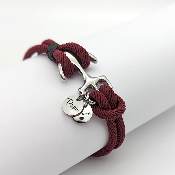 Personalized Anchor bracelet - cord bracelet, Men's gift, Dad bracelet, godfather, witness, Father's Day gift, Valentine's Day gift