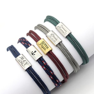 Personalized Men's Cord Bracelet with Engraved Stainless Steel Medal - Men's Gift, Dad Bracelet, Godfather, Valentine's Day Gift for Men