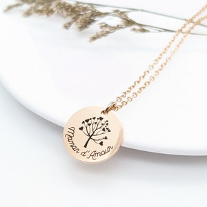 Collier personnalisé Arbre de vie, Collier gravure prénom, Collier pour Maman, Mamie, Bijou Maman, Cadeau naissance, Cadeau fête des mères Or rose