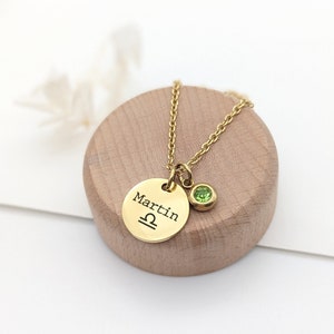 Personalized necklace with birthstone and name engraving, Mom necklace, Godmother gift, Birth gift, Mother&#39;s Day gift