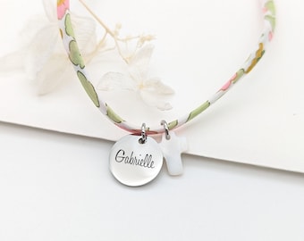 Collar infantil personalizado con cordón Liberty, regalo de bautizo o comunión, collar para la hermana mayor, joyería para recién nacidos, regalo para damas de honor.