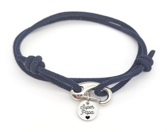 Bracelet personnalisé homme mousqueton - Bracelet papa personnalisé, Bijou papi, Cadeau parrain, Cadeau fête des pères, Cadeau témoin